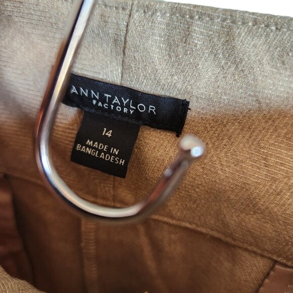 Ann Taylor Pants 14 Women's Tan The Trouser Mid Rise Office Career NEW - Picture 5 of 11